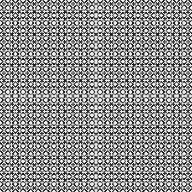 Siyah ve beyaz geometrik şekillerin kusursuz deseni. Üretken hesaplama sanatı vektör çizimi