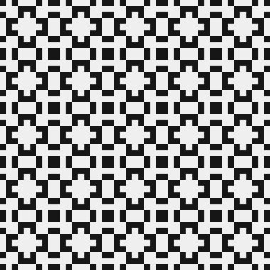 Siyah ve beyaz şekillerin geometrik dikişsiz deseni, vektör illüstrasyonu