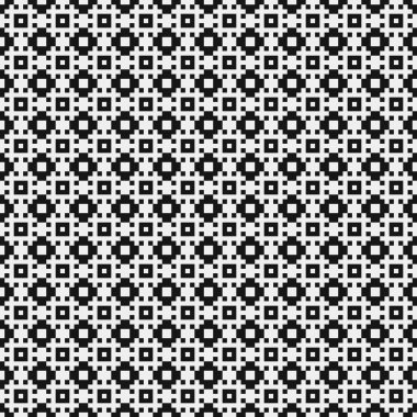 Siyah ve beyaz şekillerin geometrik dikişsiz deseni, vektör illüstrasyonu