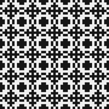 Siyah ve beyaz şekillerin geometrik dikişsiz deseni, vektör illüstrasyonu