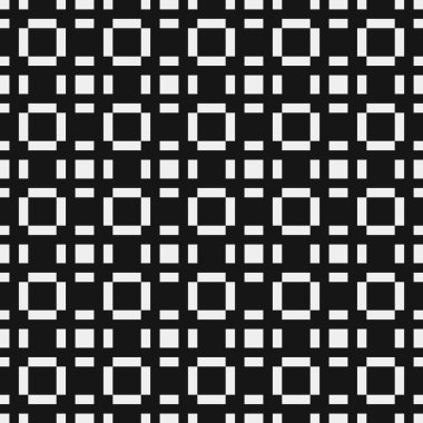 Siyah ve beyaz şekillerin geometrik dikişsiz deseni, vektör illüstrasyonu