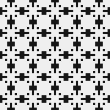Siyah ve beyaz şekillerin geometrik dikişsiz deseni, vektör illüstrasyonu