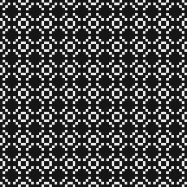 Siyah ve beyaz şekillerin geometrik dikişsiz deseni, vektör illüstrasyonu