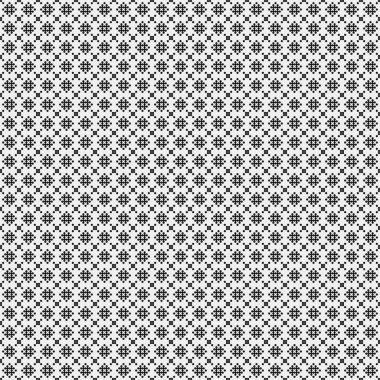 Siyah ve beyaz geometrik şekillerin kusursuz deseni. Üretken hesaplama sanatı vektör çizimi