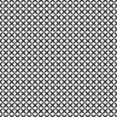 Siyah ve beyaz geometrik şekillerin kusursuz deseni. Üretken hesaplama sanatı vektör çizimi