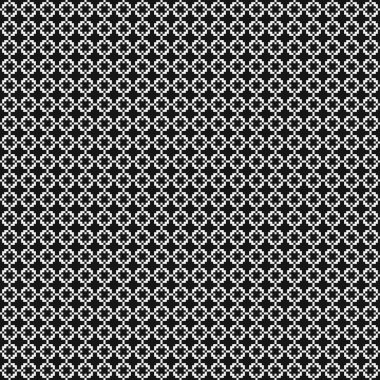 Siyah ve beyaz şekillerin geometrik dikişsiz deseni, vektör illüstrasyonu
