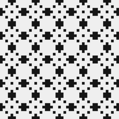 Siyah ve beyaz şekillerin geometrik dikişsiz deseni, vektör illüstrasyonu