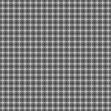 Siyah ve beyaz geometrik şekillerin kusursuz deseni. Üretken hesaplama sanatı vektör çizimi