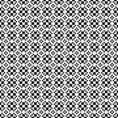 Siyah ve beyaz şekillerin geometrik dikişsiz deseni, vektör illüstrasyonu