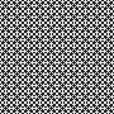 Siyah ve beyaz şekillerin geometrik dikişsiz deseni, vektör illüstrasyonu