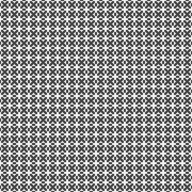 Siyah ve beyaz geometrik şekillerin kusursuz deseni. Üretken hesaplama sanatı vektör çizimi