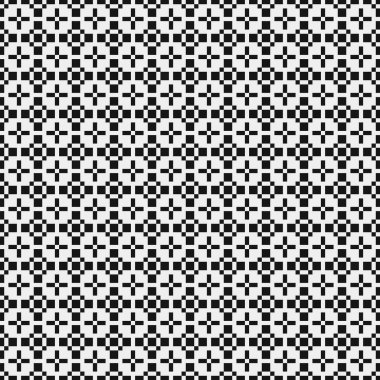 Siyah ve beyaz şekillerin geometrik dikişsiz deseni, vektör illüstrasyonu