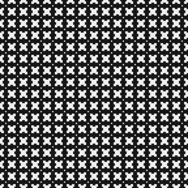 Siyah ve beyaz şekillerin geometrik dikişsiz deseni, vektör illüstrasyonu