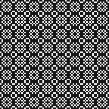 Siyah ve beyaz şekillerin geometrik dikişsiz deseni, vektör illüstrasyonu