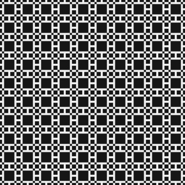 Siyah ve beyaz şekillerin geometrik dikişsiz deseni, vektör illüstrasyonu