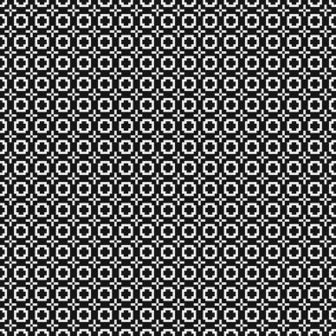 Siyah ve beyaz şekillerin geometrik dikişsiz deseni, vektör illüstrasyonu