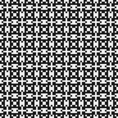 Siyah ve beyaz şekillerin geometrik dikişsiz deseni, vektör illüstrasyonu