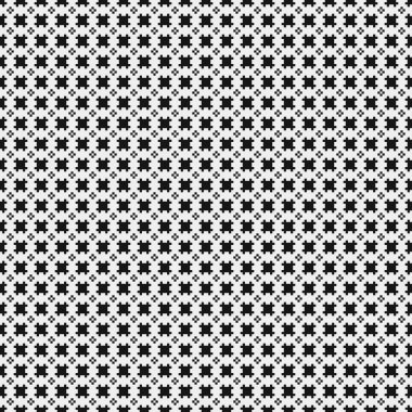 Siyah ve beyaz şekillerin geometrik dikişsiz deseni, vektör illüstrasyonu