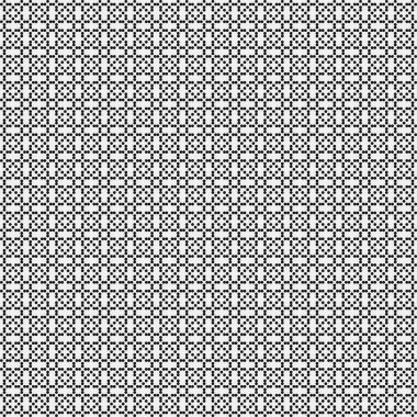 Siyah ve beyaz geometrik şekillerin kusursuz deseni. Üretken hesaplama sanatı vektör çizimi