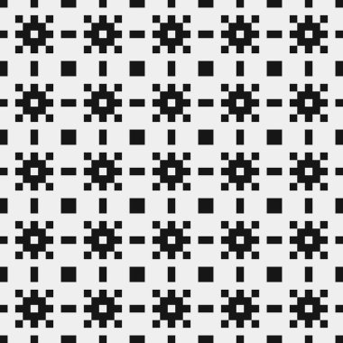 Siyah ve beyaz şekillerin geometrik dikişsiz deseni, vektör illüstrasyonu