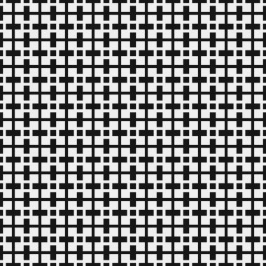 Siyah ve beyaz şekillerin geometrik dikişsiz deseni, vektör illüstrasyonu