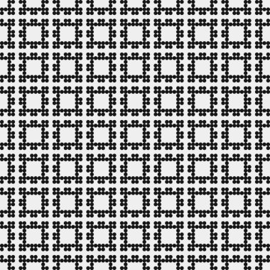 Siyah ve beyaz geometrik şekillerin kusursuz deseni. Üretken hesaplama sanatı vektör çizimi