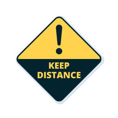 Uzaklık Ünlemini Koru Tehlike Uyarı Vektör İmza Çizelgesi, covid-19 konsepti 