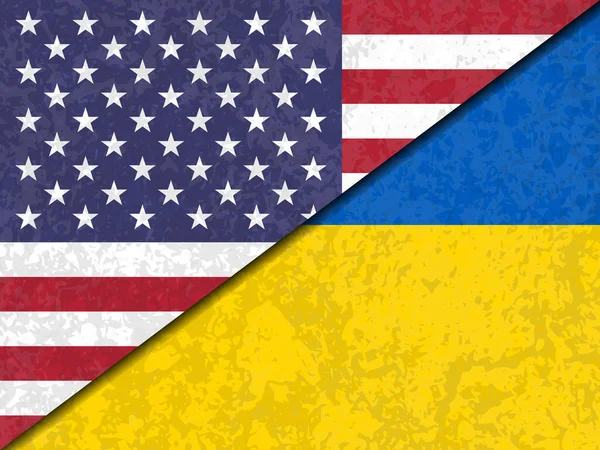 Drapeaux Des États Unis Ukraine Traversant Illusion — Image vectorielle