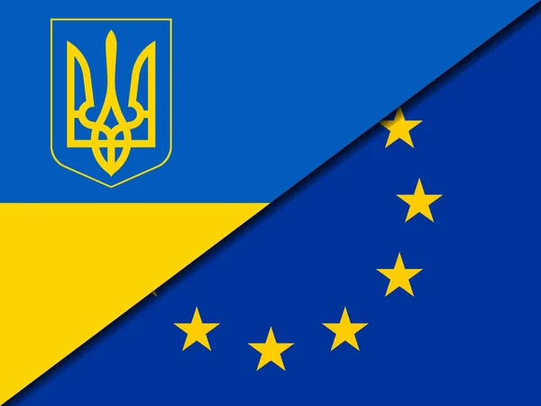 Union Européenne Ukraine Signalent Une Intersection Traversant Illusion — Image vectorielle