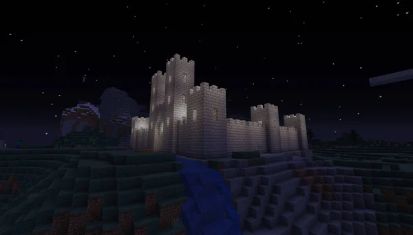 Minecraft Game Styczeń 2021 Sample Simply Stone Castle Minecraft Game — Zdjęcie stockowe