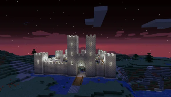 Minecraft Game Januari 2021 Voorbeeld Van Simply Stone Castle Minecraft — Stockfoto