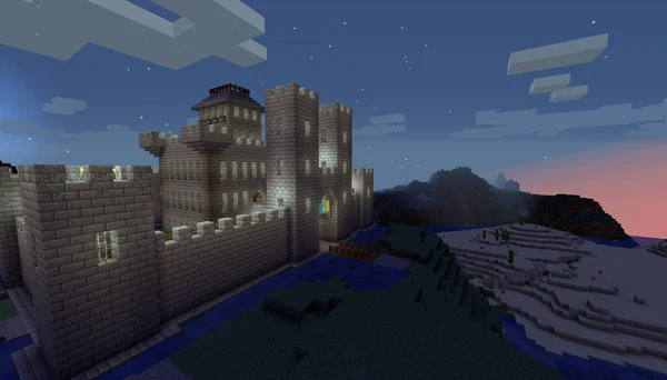 Minecraft Game Januari 2021 Voorbeeld Van Simply Stone Castle Minecraft — Stockfoto