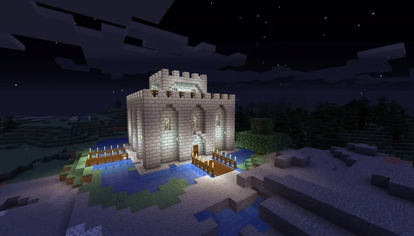 Minecraft Game Januari 2021 Voorbeeld Van Simply Stone Castle Minecraft — Stockfoto