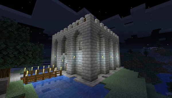 Minecraft Game Januar 2021 Beispiel Von Simply Stone Castle Minecraft — Stockfoto