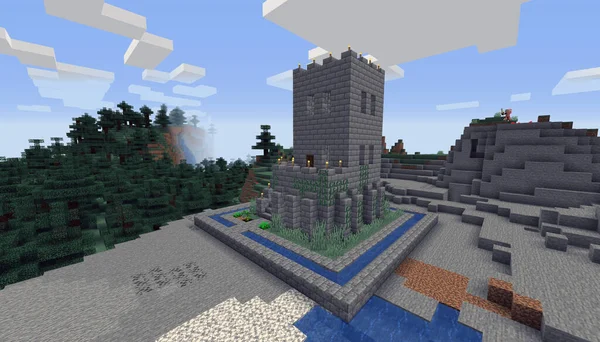 Minecraft Game Januari 2021 Voorbeeld Van Simply Stone Castle Minecraft — Stockfoto