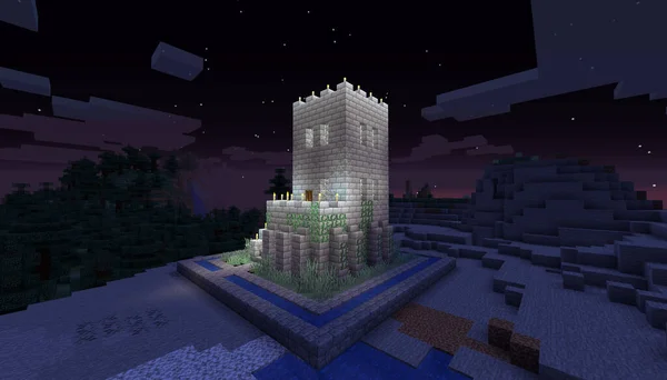 Minecraft Game Januari 2021 Voorbeeld Van Simply Stone Castle Minecraft — Stockfoto