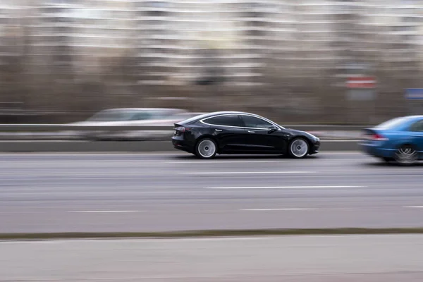 Ucrânia Kiev Março 2021 Carro Movimento Rua — Fotografia de Stock