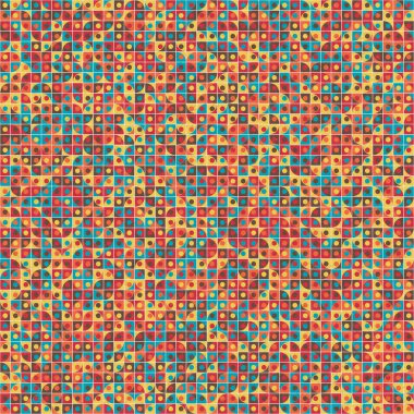Soyut renk geometrik mozaik desen üretken hesaplama sanatı çizimi, fayans rengi parçalarının taklidi