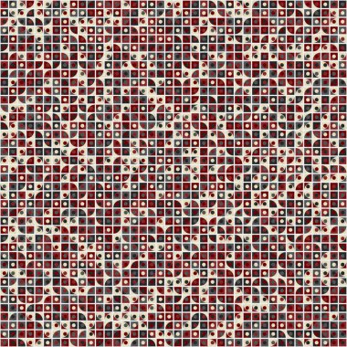 Soyut renk geometrik mozaik desen üretken hesaplama sanatı çizimi, fayans rengi parçalarının taklidi