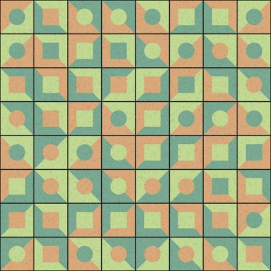 Soyut renk geometrik mozaik desen üretken hesaplama sanatı çizimi, fayans rengi parçalarının taklidi