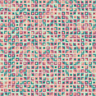 Soyut renk geometrik mozaik desen üretken hesaplama sanatı çizimi, fayans rengi parçalarının taklidi