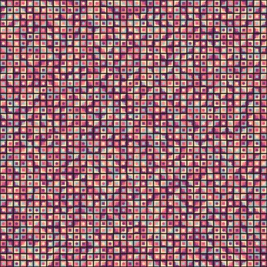 Soyut renk geometrik mozaik desen üretken hesaplama sanatı çizimi, fayans rengi parçalarının taklidi