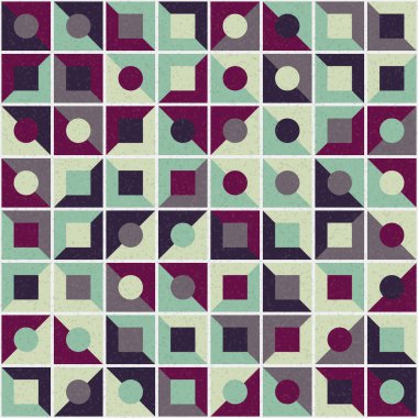 Soyut renk geometrik mozaik desen üretken hesaplama sanatı çizimi, fayans rengi parçalarının taklidi