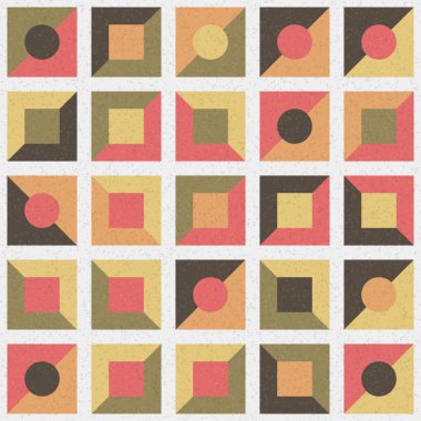 Soyut renk geometrik mozaik desen üretken hesaplama sanatı çizimi, fayans rengi parçalarının taklidi