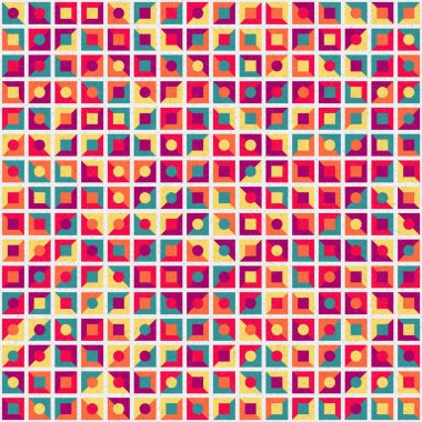 Soyut renk geometrik mozaik desen üretken hesaplama sanatı çizimi, fayans rengi parçalarının taklidi