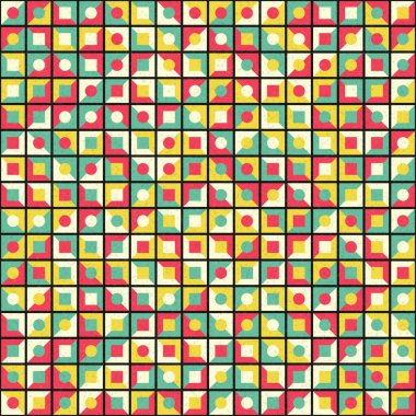 Soyut renk geometrik mozaik desen üretken hesaplama sanatı çizimi, fayans rengi parçalarının taklidi
