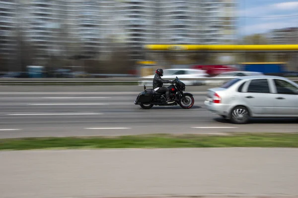 Ukraine Kyiv April 2021 Motorcycle Moving Street — Stock Photo, Image