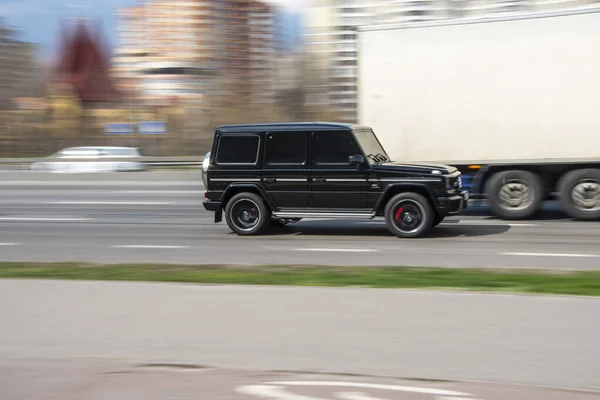 Ukrajna Kijev Április 2021 Fekete Mercedes Benz Klasse Amg Autó — Stock Fotó