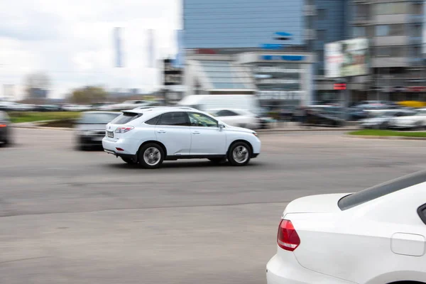 Oekraïne Kiev April 2021 Witte Lexus Auto Straat — Stockfoto