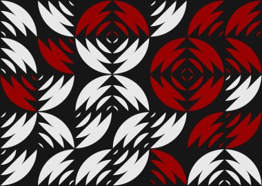 Soyut geometrik desen üretken hesaplama sanatı illüstrasyonu, fayans renk parçalarının taklidi